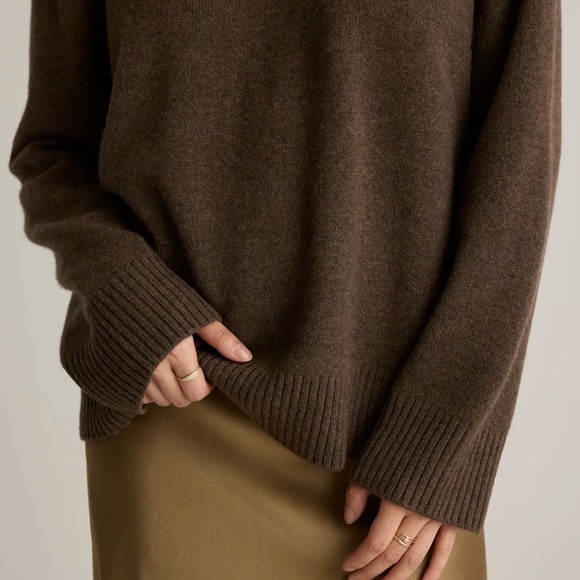 Quince Mongolian Cashmere Oversized Crew Neck Sweater in Brown Size XL - Picture 3 of 16